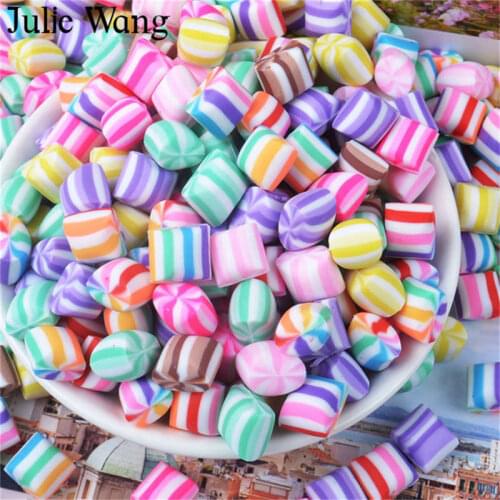 Julie Wang 20PCS Mixed Resin Colorful Rainbow Candy Slime Polymer Clay Charms Pendants Jewelry Necklace Bracelet Accessory