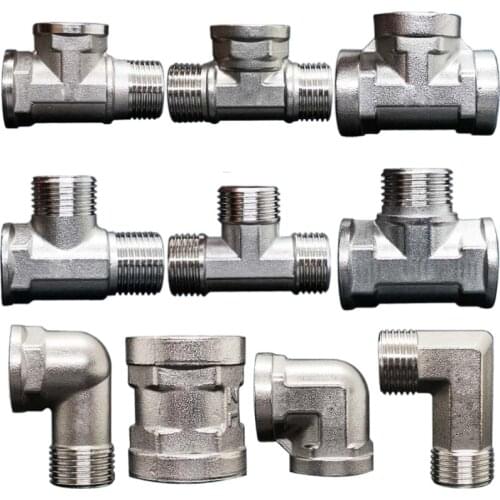 201 Stainless Steel Elbow Straight Tee Inner Wire and Outer Tooth DN10 DN15 DN25 DN32 Aquarium Accessories