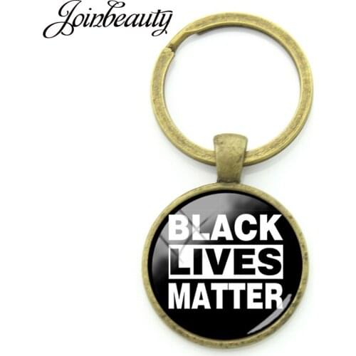 JOINBEAUTY 2020 New Black Lives Matter Fashion Keychain Round Glass Pendant Keyring Racial Discrimination Protest Jewelry BL47