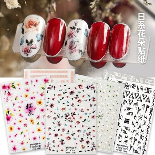 Newest MG-2005 Ice rose cherry blossom 3d nail stickers art self-adhesive DIY decorations tools back glue nail decals
