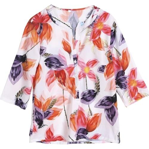 Autumn New Women Blouse Ladies Floral Printed Shirt Loose Clothes Casual Button Long Sleeve Blouses Tops Plus Size