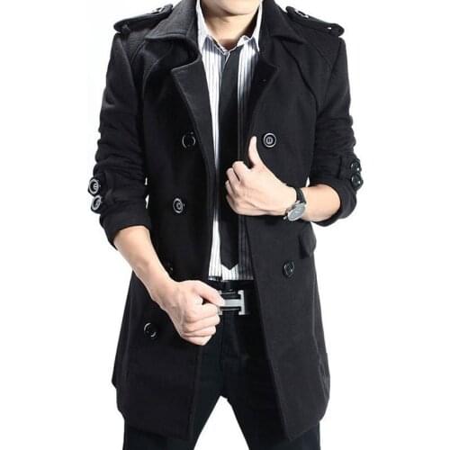 New Mens Winter Wool Coat Trench Coat Outwear Overcoat Long Jacket Hot Fashion Long Sleeve Lapel Casual Solid Colors 2020