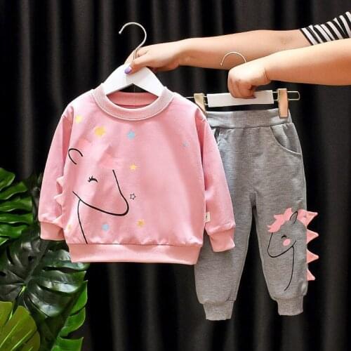 2021 Autumn Winter New Girls Two Pieces Sets Kids Baby Girl Clothes Tracksuit Children Clothing Casual Printing Top Outfit