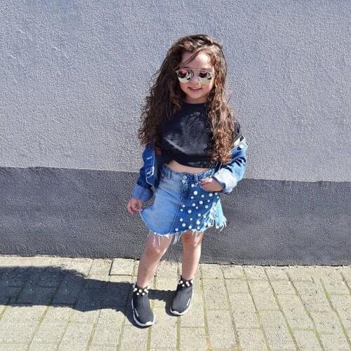 1-6T Summer Toddler Girl Clothes Set Elegant Infant Kids Baby Short Sleeve T-shirt Denim Skirt Set Cute Streetwear Outfits 2PCs