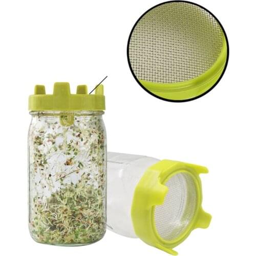Plastic Sprouting Lid with Stainless Steel Screen Mesh Cover Cap for 86mm Wide Mouth Mason Sprout Jars Germination Strainer Spro