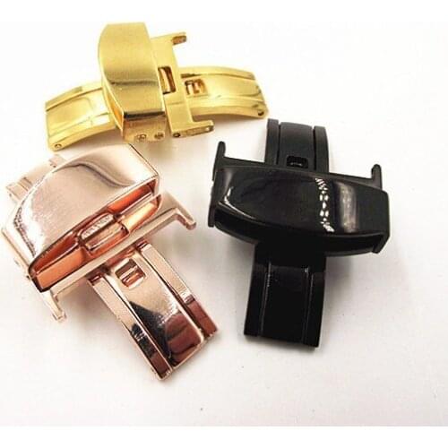 Retail - 1PCS 22MM electroplating Stainless steel watch buckle for watch bands watch parts gold ,black ,rose gold color-11404