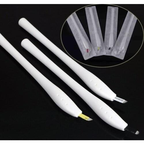 50pcs 7/9/11/12/14/12U/14U/18 Sterilized Disposable Microblading Pen Manual Eyebrow Tattoo Tebori Pen Microblading Hand Tools