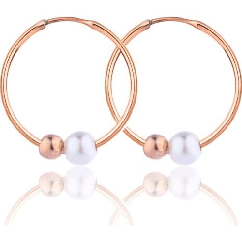 Newdesign 925 Sterling Silver Jewelry Earrings For Women Rose Gold Plated With Pearl Hoop Earrings