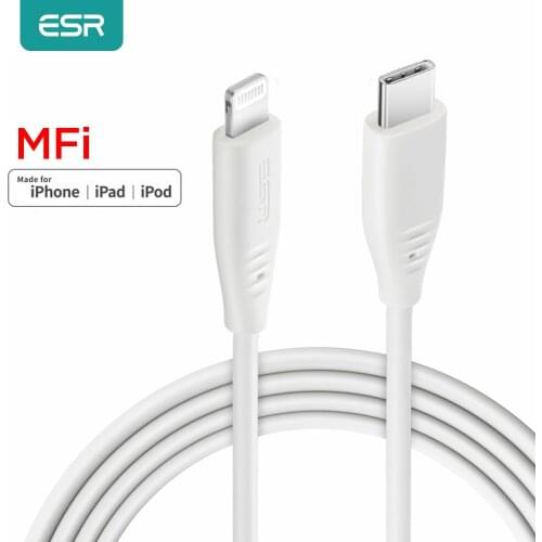 ESR MFi Certified PD Cable USB C to Lightning Cables Power Type C Fast Charging Cable for iPhone 11/XR/XS/X/8/7 Plus for Ipad