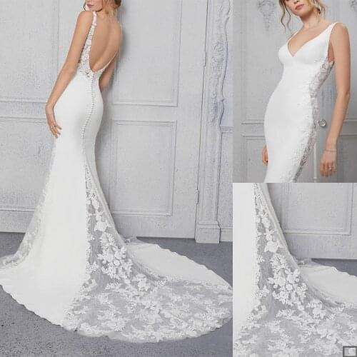Mermaid Wedding Dress Sleeves Vestidos de novia Vintage Lace Sweetheart Neck Bridal Gown Backless Wedding Robe
