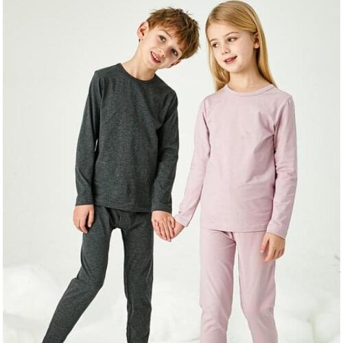 Boys Girls Thermal Underwear Autumn Winter Unisex Long Sleeve Sleepwear Leisure Home Clothes Kids Nightwear Nighty 2piece/set