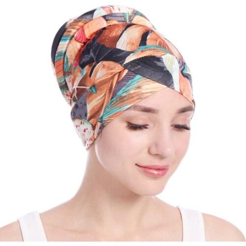 Fashion Floral print Muslim Turban For Women Inner Hijabs Cotton Arab Indian hat Underscarf Caps Turbante Mujer chemo hat