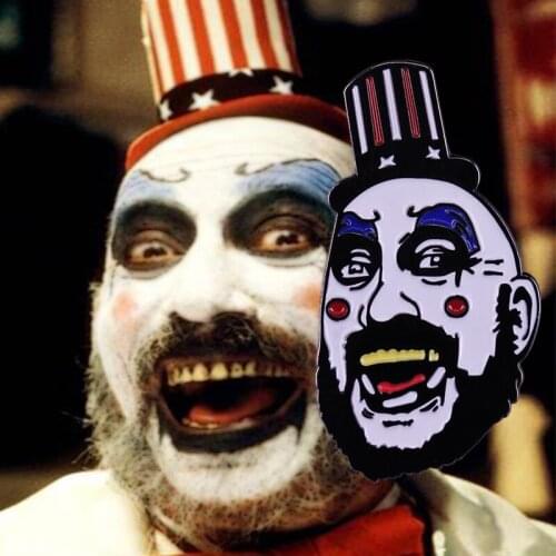 House of 1000 Corpses Captain Spaulding Pin Classic Horror Movie Brooch Creepy Clown Zombie Badge Sid Haig Devils Rejects Poster