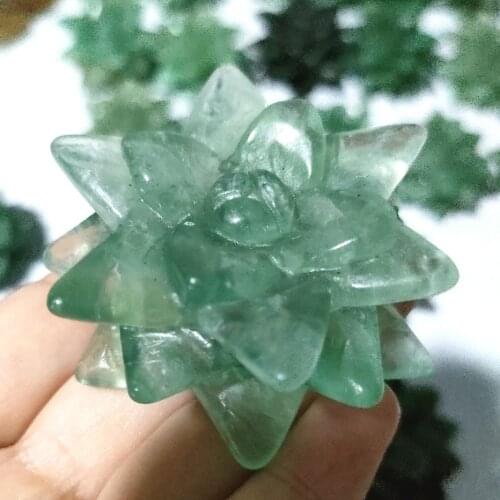 1PC Natural Green Aventurine Stone Succulent Plant Figurine Fluorite Crystal Carved for Decoration Natural Stones and Minerals