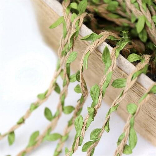 10m Simulation Green Leaves Weaving Hemp Rope DIY Wedding Birthday Wedding Decoration Rattan Gift Bouquet Packaging Rope