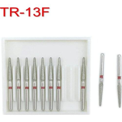 10pcs Dental Diamond Burs Drill Dentistry Dia-burs for High Speed Handpiece Handle Diameter 1.6mm Fine TR-13F
