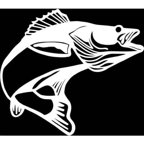 11*9.7CM Walleye Pickerel Fish Cartoon Fun Car Styling Personalized Car Stickers