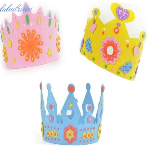 4 Pcs/ Lot DIY EVA Crown Enviromental-friendly 3D EVA Handmade Craft Gifts Kits Birthday Crown DIY Hat Craft Toys for Children