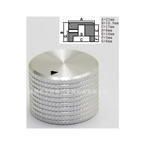 5pcs aluminum knob potentiometer knob grid 21*15.5*6mm potentiometer cap Volume knob switch cap for HI-FI amplifier