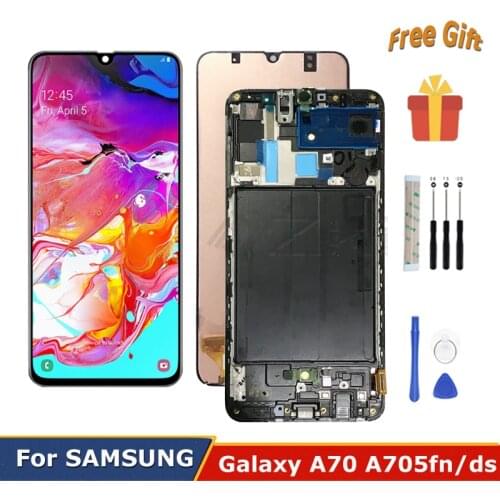6.7'' SUPER AMOLED For Samsung Galaxy A70 LCD 2019 A705 Display A705F Frame SM A705MN Display Touch Screen Digitizer Assembly
