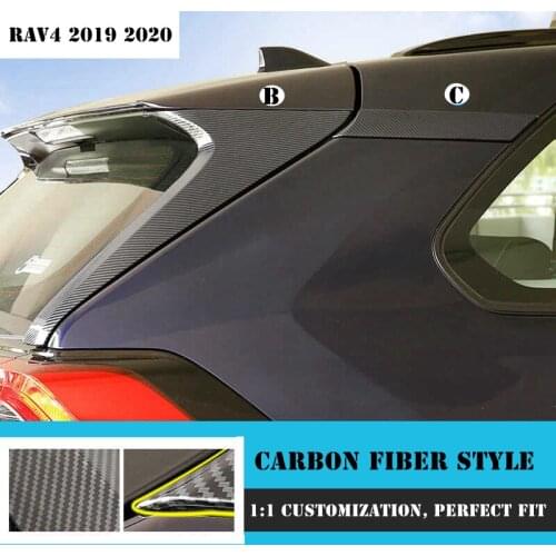 ABS Car Styling Rear Window Frame For Toyota RAV4 RAV 4 2019 2020 2pc Carbon Fiber Styling Rear Window Sequined Trim Cover Frame