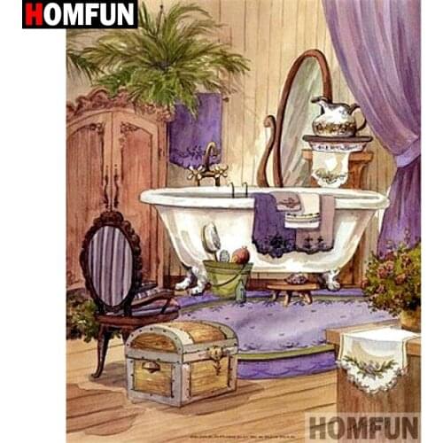 HOMFUN Full Square/Round Drill 5D DIY Diamond Painting "Bathroom bathtub" Embroidery Cross Stitch 5D Home Decor Gift A09164