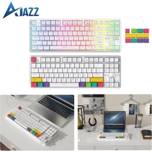 Ajazz K870T Mini Portable Mechanical Keyboard 87 Keys Wireless Bluetooth Gaming Keyboard Detachable Cable Blue Brown Red Switch