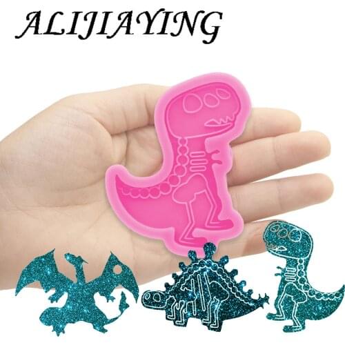 Shiny Silicone Dinosaur Keychain Mold - Resin Crafting Mold - Silicone Mold for Epoxy - Mold Resin Craft DY0759