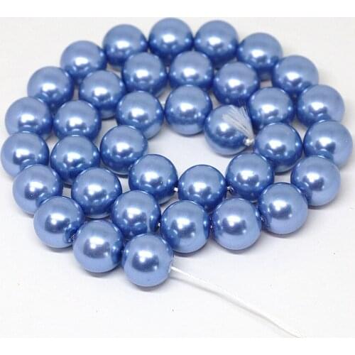 Bohemia style blue round imitation shell pearl loose beads 4,6,8,10,12,14mm wholesale hot sale jewelry making 15inch B1611