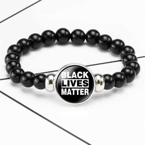 Black Lives Matter Beads Bracelet Jewelry George Floyd I Can't Breathe Glass Dome Snap Buttons Charms Bracelets