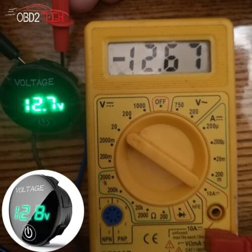 DC 5V-48V LED Panel Digital Voltage Meter Car Motorcycle Waterproof Volt Tester Display Voltmeter with Touch ON/OFF Switch