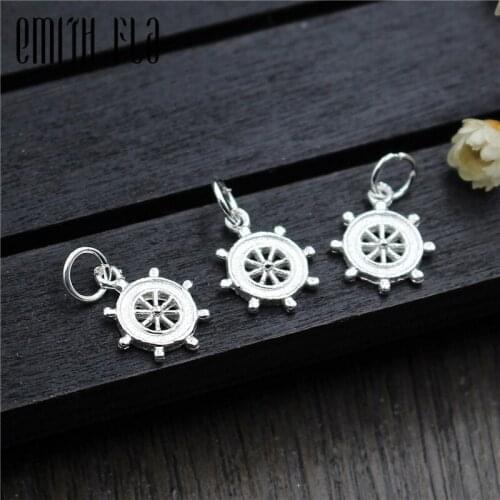Emith Fla 100% 925 Sterling Silver Rudder Small Pendants Fit Bracelet Authentic Necklace Pendant Jewelry Accessories for Women