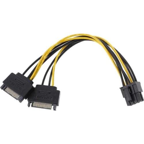 Dual SATA 15Pin to 8Pin Graphic Card Power Adapter Cable 20cm PCIE SATA Power Supply Cable 8P to SATA