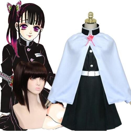 Adult Kids Demon Slayer Kimetsu no Yaiba Woman Anime Kimono Tsuyuri Kanao Cosplay Costume