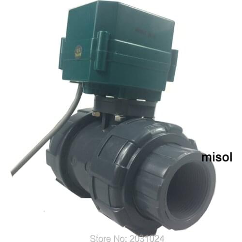 Misol/motorized pvc valve 12V, DN40 BSP(1.5"), PVC valve, 2 way, electrical pvc valve, CR01