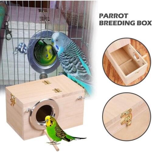 Solid Wooden Bird Feeder Budgerigar Parrot Breeding Box Bird Nest Cage Incubator for Parakeet Love Birds