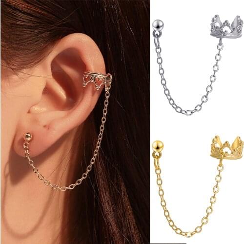 Crown U-shaped Ear Clips Hollow Butterfly Etro Earrings For Women Pendientes Mujer Long Earrings Piercing Ear Cuffs Clip
