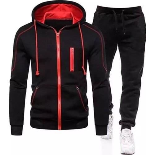 Winter Mens Tracksuit 2 Pieces Set Hoodies+Pants Sport Suits for Men Sweatshirt Zipper Hoodies Mens Clothing Sets Sportswear