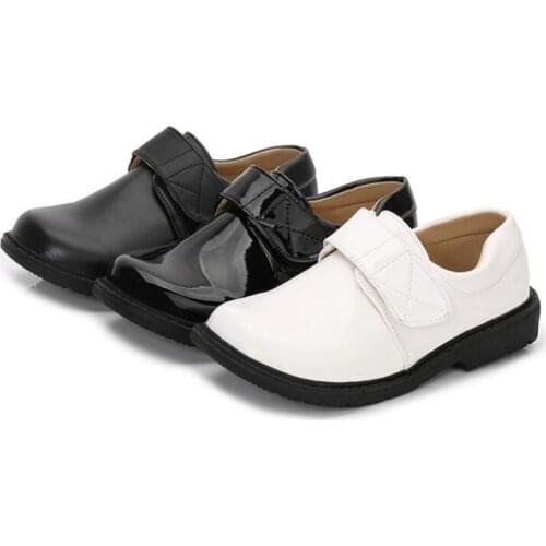 HOT Childrens fashion leather shoes Baby Uniform Dress Shoes New black White Baby Casual shoes