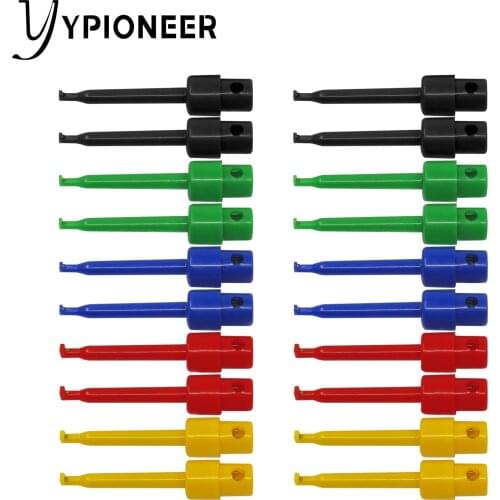 Cleqee P5001 20pcs Multimeter Lead Wire Kit Test Hook Clip Grabbers Test Probe SMT/SMD IC D20 Cable Welding
