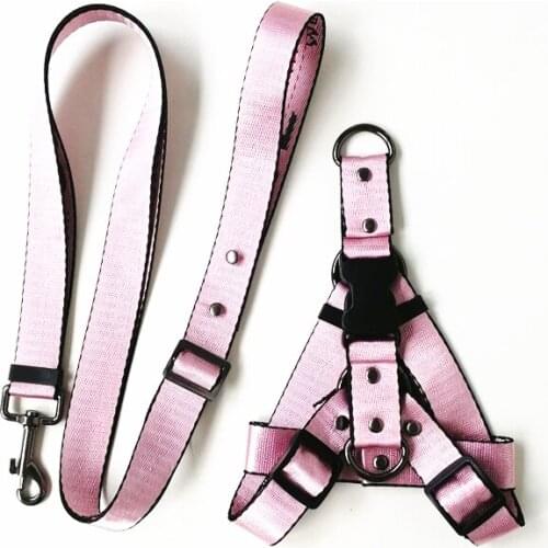 Fashion Pet Lead Leash Collar Dog Harness and Leash for Small Dogs French Bulldog Chihuahua Collar for Yorkies pink yellow S M