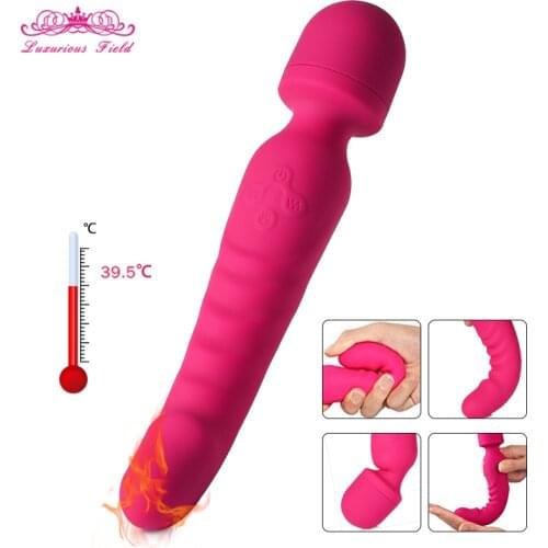 Powerful Heating Vibrators For Women USB Charge AV Magic Wand Vibrator Clitoris Massager Adult Sex Toys For Woman Masturbator