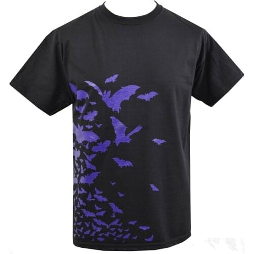 MENS GOTHIC T-SHIRT FLOCK OF VAMPIRE BATS PURPLE DRACULA HORROR HALLOWEEN New Men Cotton T-Shirt