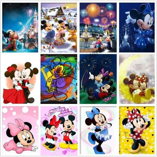 Diy Diamond Painting Disney Cartoon Mickey Minnie Couple Diamond Embroidery Full Cross Stitch Kits Family Decor Gift Childrens
