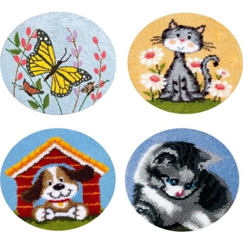 DIY Crochet Yarn Kits Needlework Latch Hook Kit Unfinished Crocheting Rug Yarn Cushion Embroidery Carpet Set Home Decoration