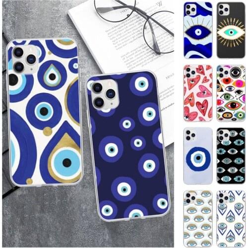 Nazar Boncuğu Evil Eye Phone Case For IPhone 12 11 Pro Max Xs X Xr 7 8 6 6s Plus 5s Se 2020 Transparent Cover