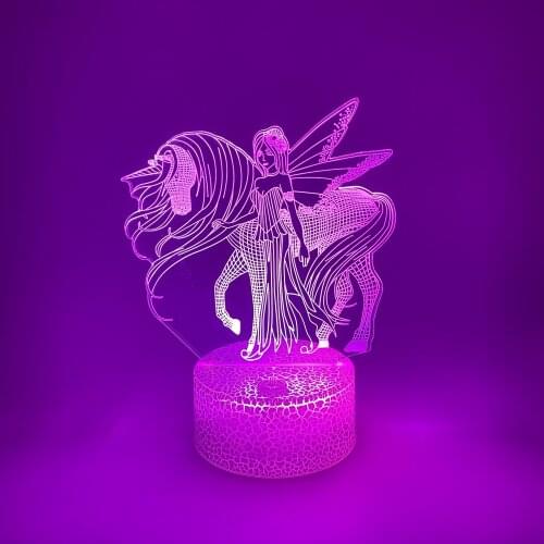 Night Light Unicorn 3D Ilusion Lamp Touch/Remote/Smart App Control Lamp Sync with MusicRoom Decoration Birthday Gift for Girl