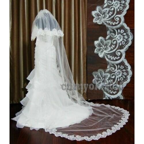 New Chapel Veil 260cm Wedding Veil 2 Layer Lace Veil Bridal Accessories Veils
