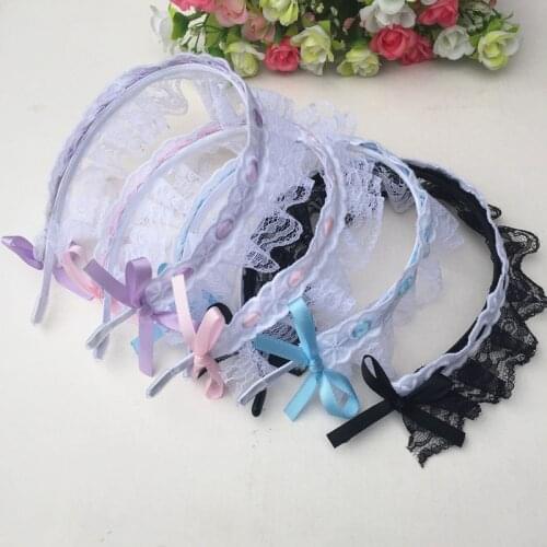 Hair Hoop Women French Maid Role Play Costume Sexy Anime Lolita Lace Ruffles Handmade Headband Headwear Girls Hair Accessory