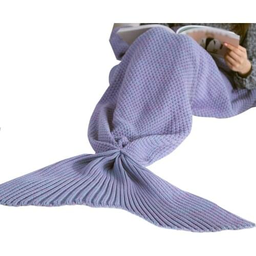5 Colors Mermaid Tail Blanket Lady Soft Handmade Sleeping Bag Fashionable Knitted Blanket Fishtail Sleeping Bedspreads